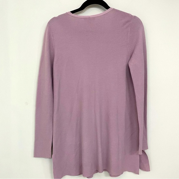 Eileen Fisher Lavender Oversized Organic Cotton Tunic Sweater V-Neck  XS.     10 - Picture 5 of 5